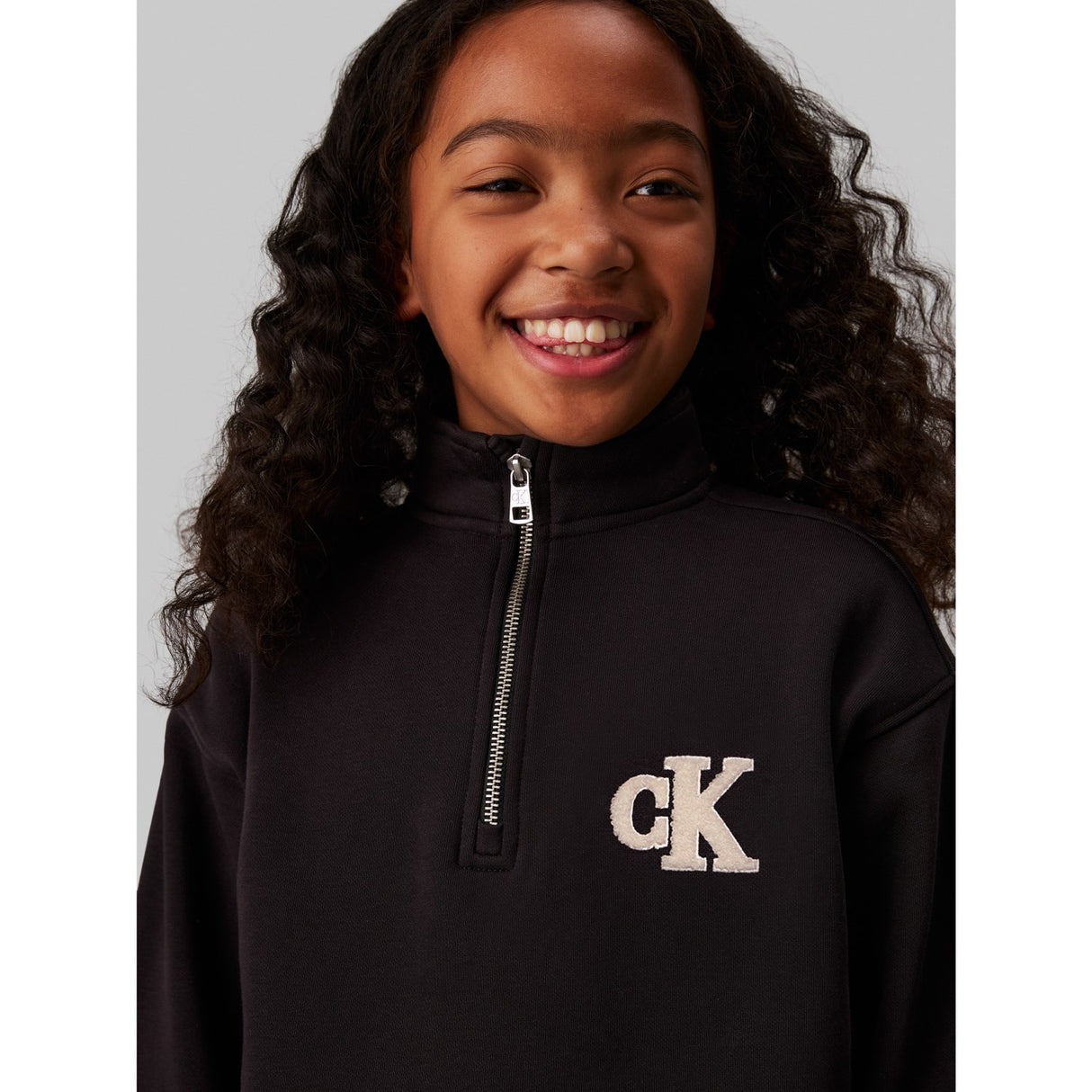 Calvin Klein Ck Black Teddy Monogram Zip Fleece Kjole