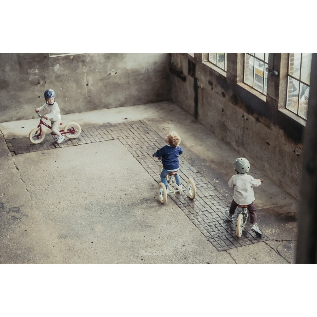 Trybike i stål, 2 hjul, Vintage Red