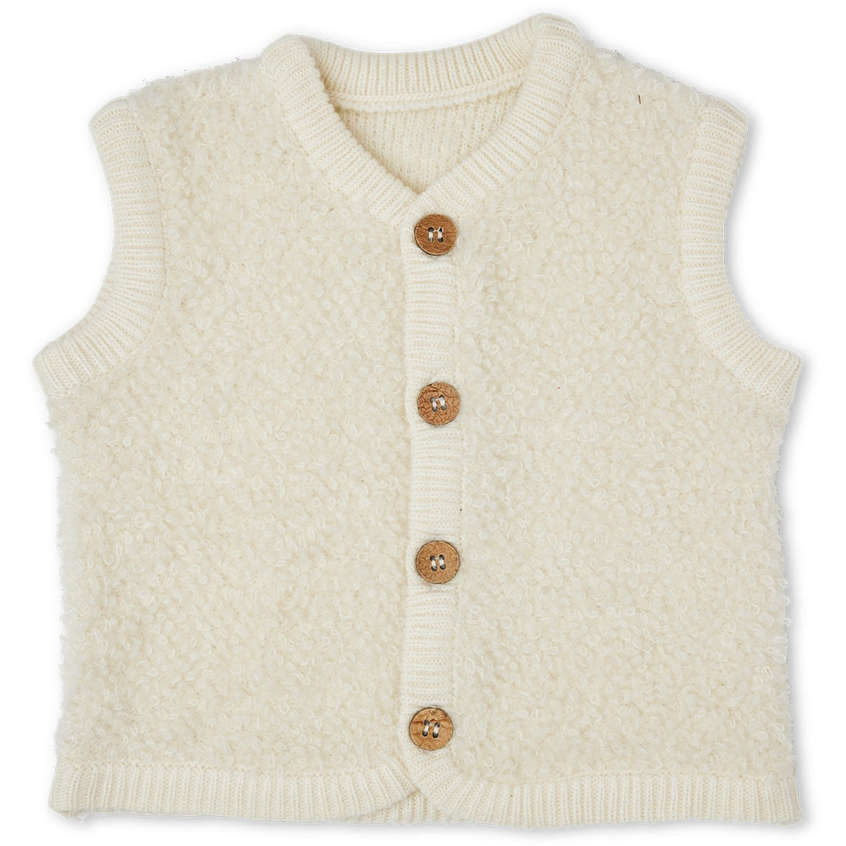 Smallstuff Off White Vest Bouclé Merinoull Med Knapper