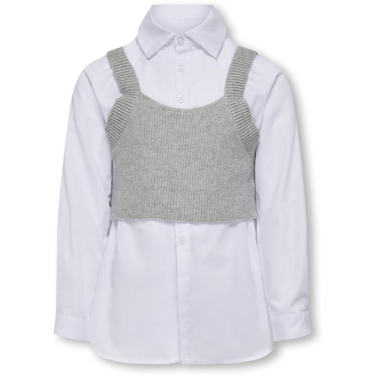 kids ONLY Cloud Dancer Zoe 2-delt skjorte med strikket vest