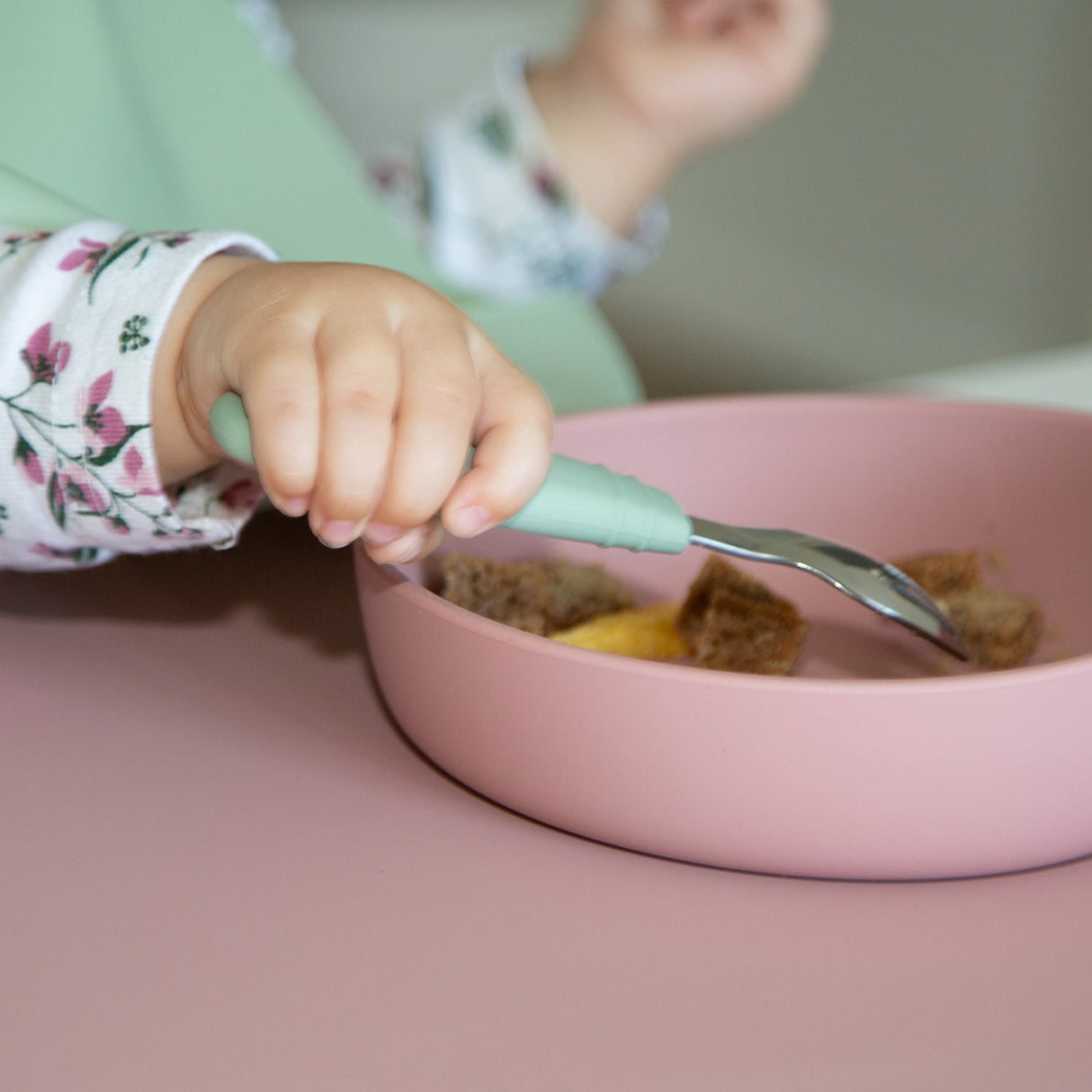 Tiny Tot Silikone Gaffel 2 stk. Grøn