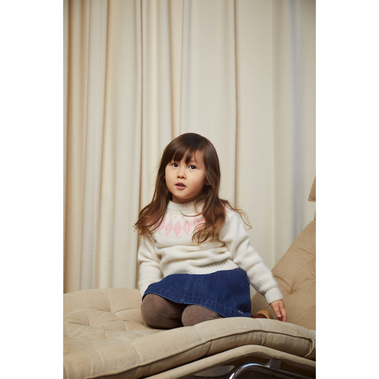 COPENHAGEN COLORS Krem/Tyggegummi Kombi Island Bluse i ull