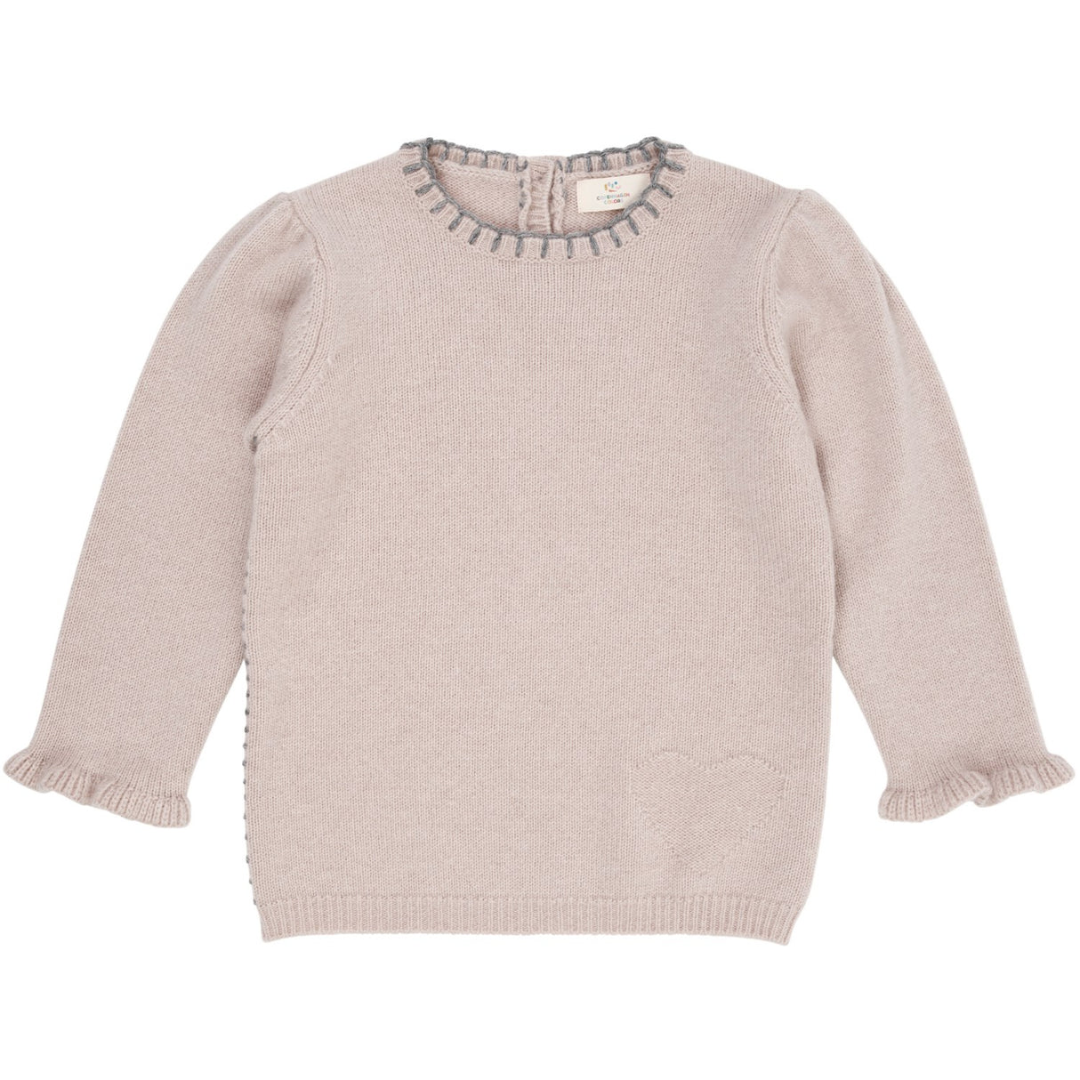 COPENHAGEN FARGER Beige Kasjmirbluse W. Hjerte