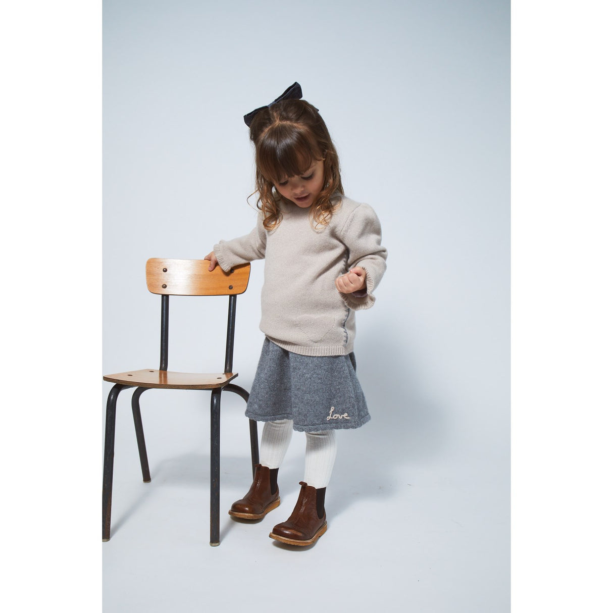 COPENHAGEN FARGER Beige Kasjmirbluse W. Hjerte