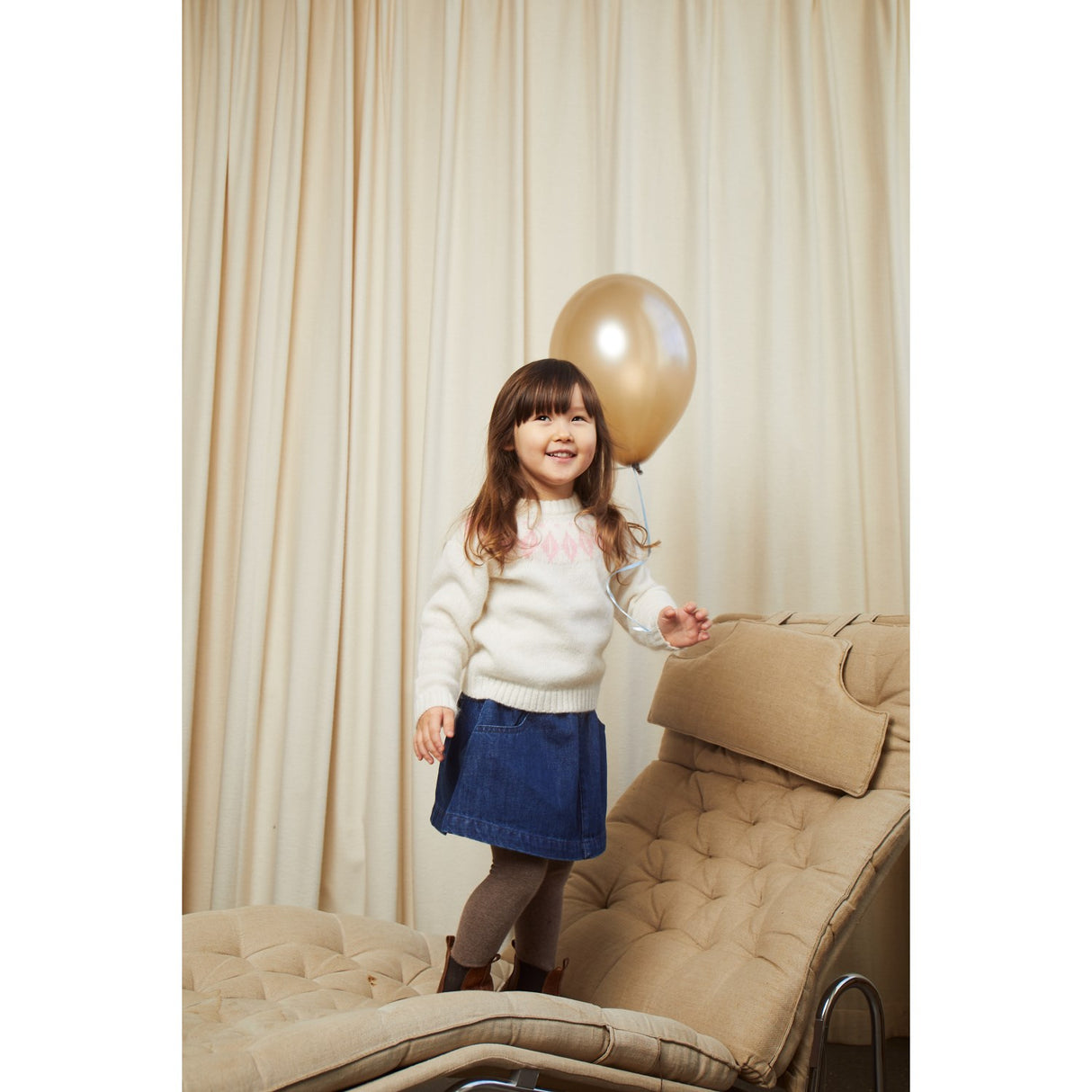 COPENHAGEN COLORS Krem/Tyggegummi Kombi Island Bluse i ull