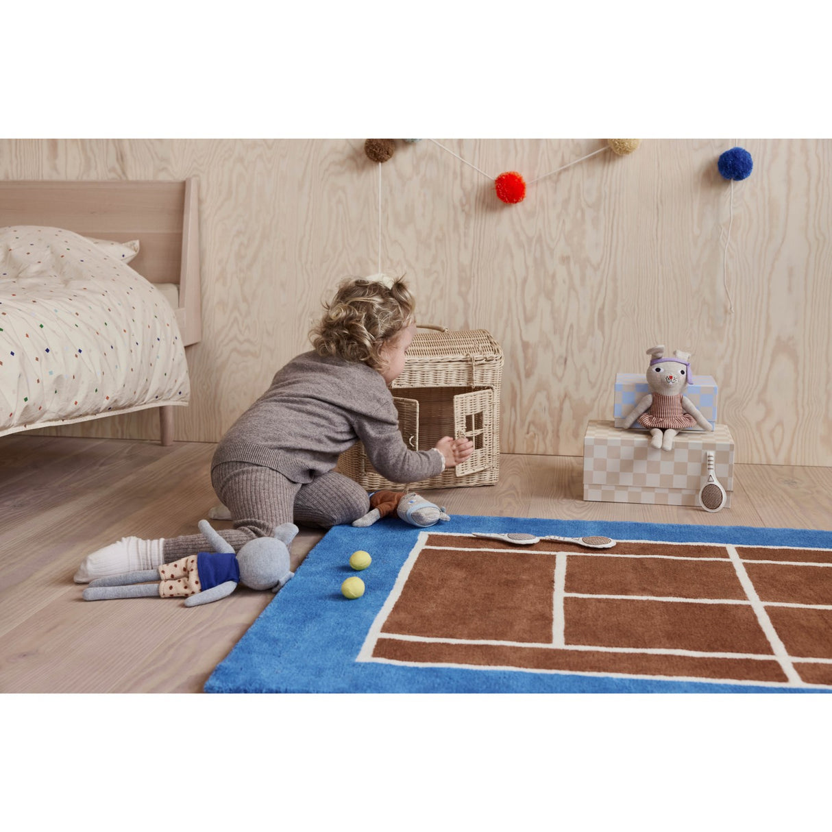 OYOY Caramel/Optic Blue Tennis teppe