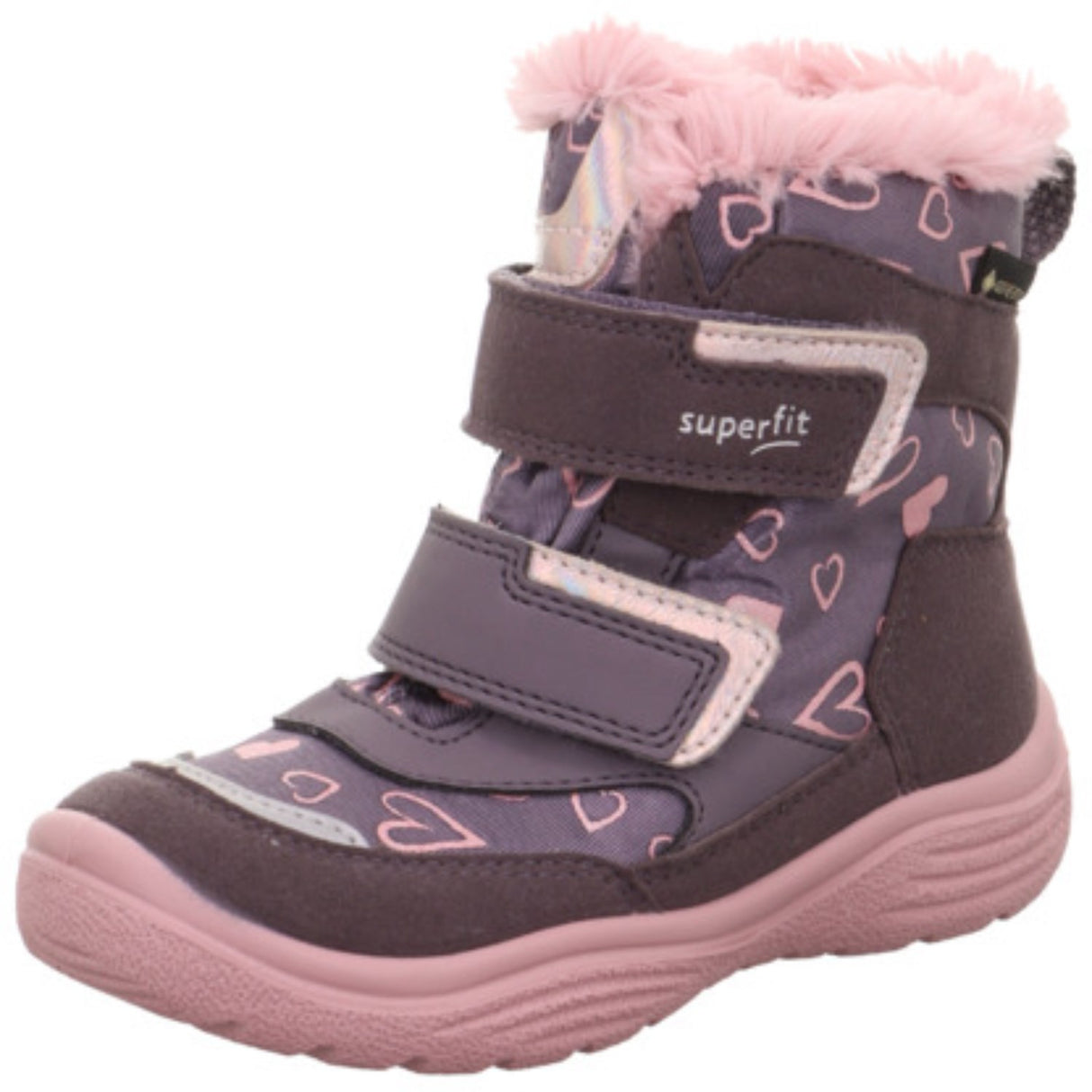 Superfit Purple/Rose Crystal Girls' Slip-On Borrelås Zip Boots