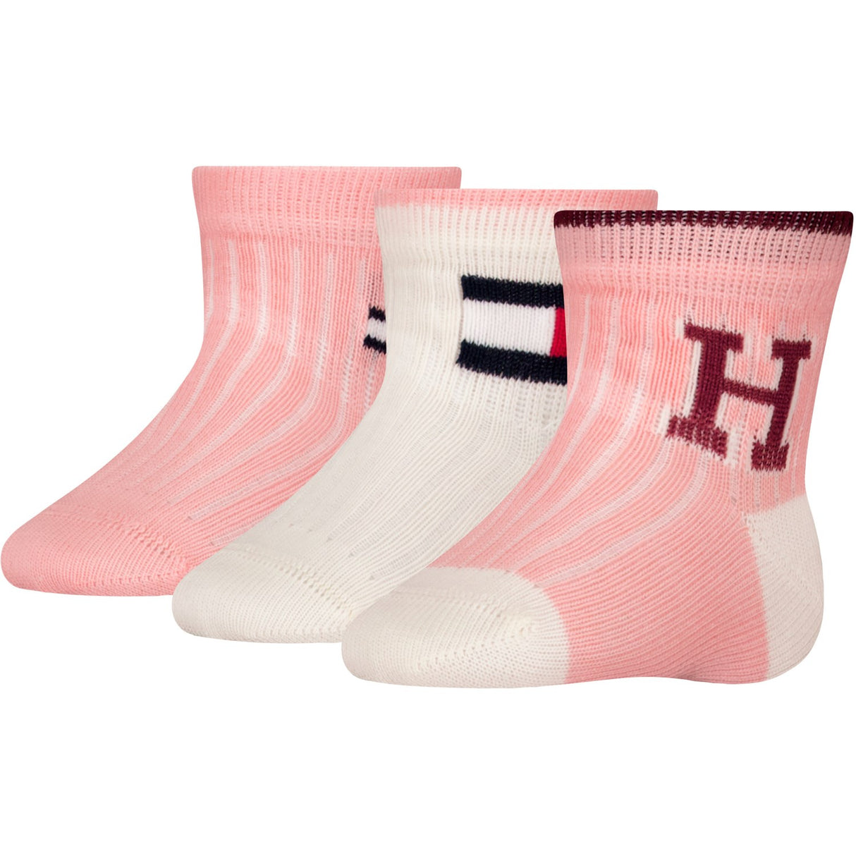 Tommy Hilfiger Soft Pink Baby Sokker 3-pakning Iconic gaveeske
