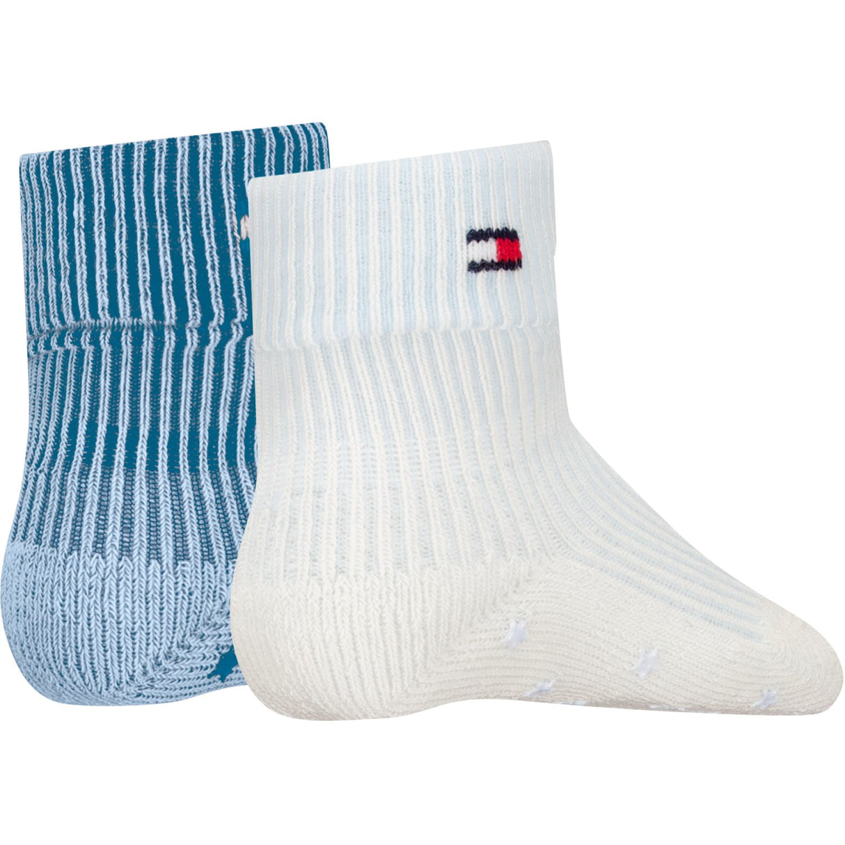Tommy Hilfiger Light Blue Baby Sokker 2-pakning Fold Over Rib