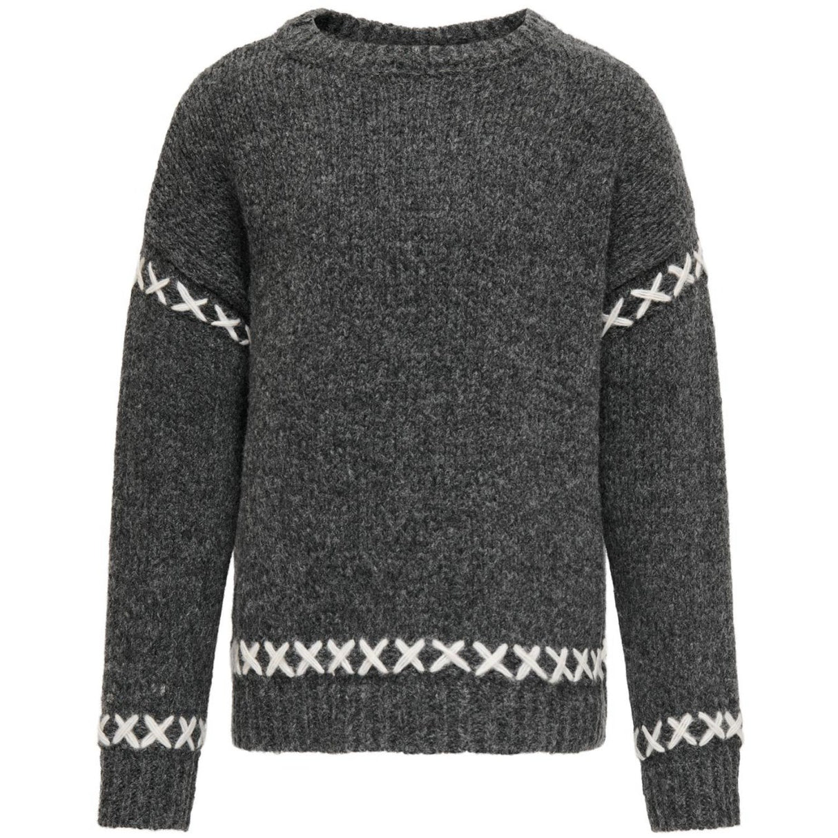 kids ONLY Dark Grey Melange Amanda Life O-Neck Detail Strikket Bluse