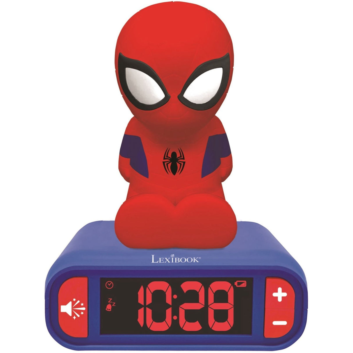 Lexibook Spiderman vekkerklokke med nattlys 3D-design SpiderMan og lydeffekter