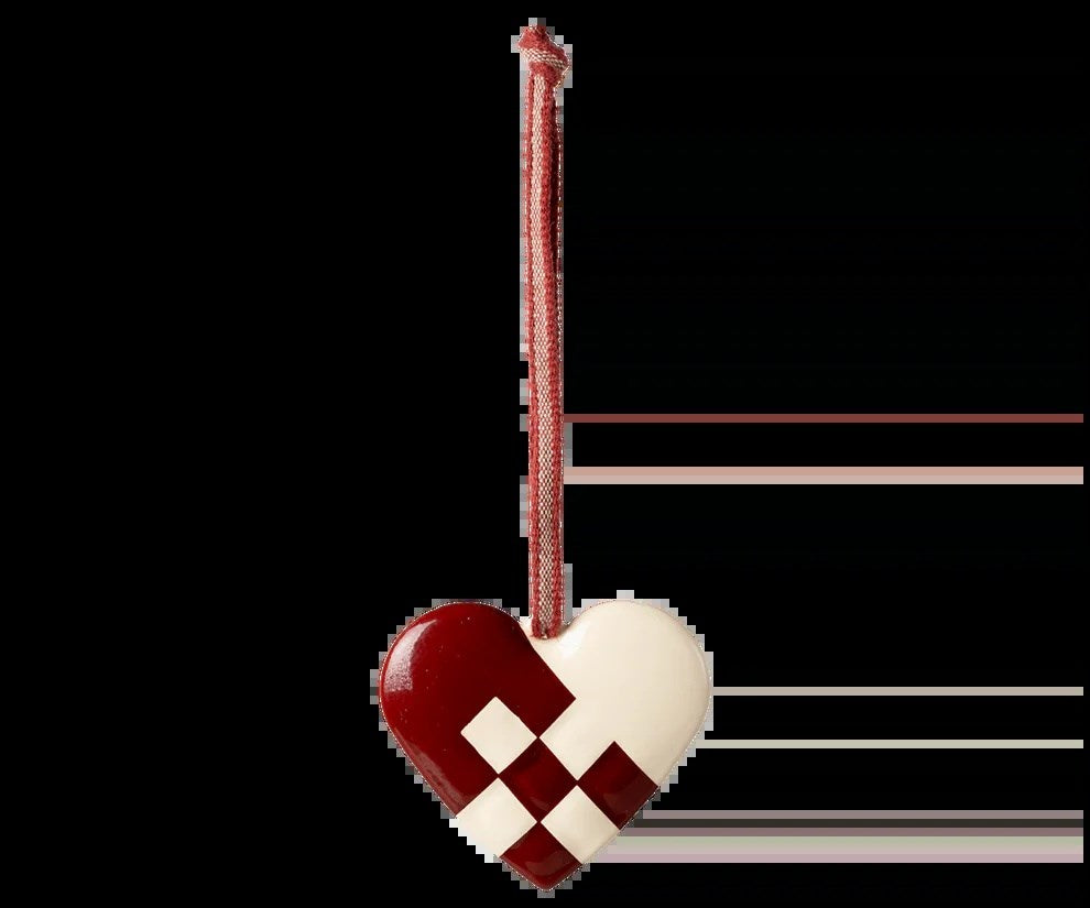 Maileg Metall ornament, Lite hjerte - Rød