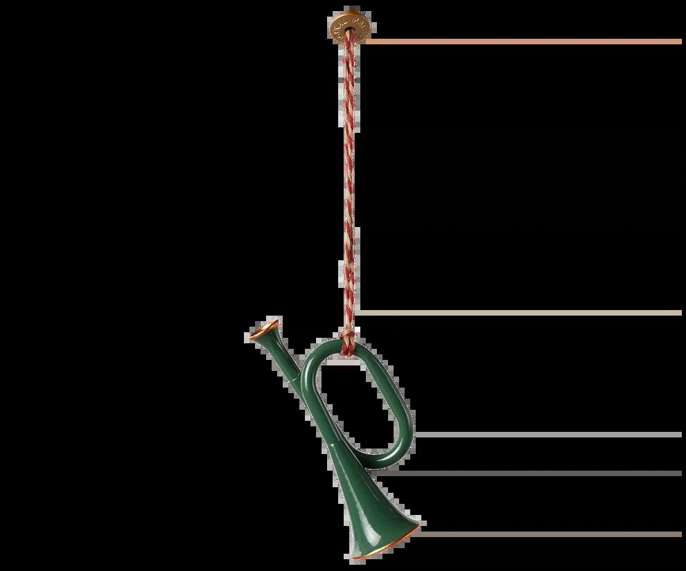 Maileg Metallpynt, Trompet - Mørkegrønn