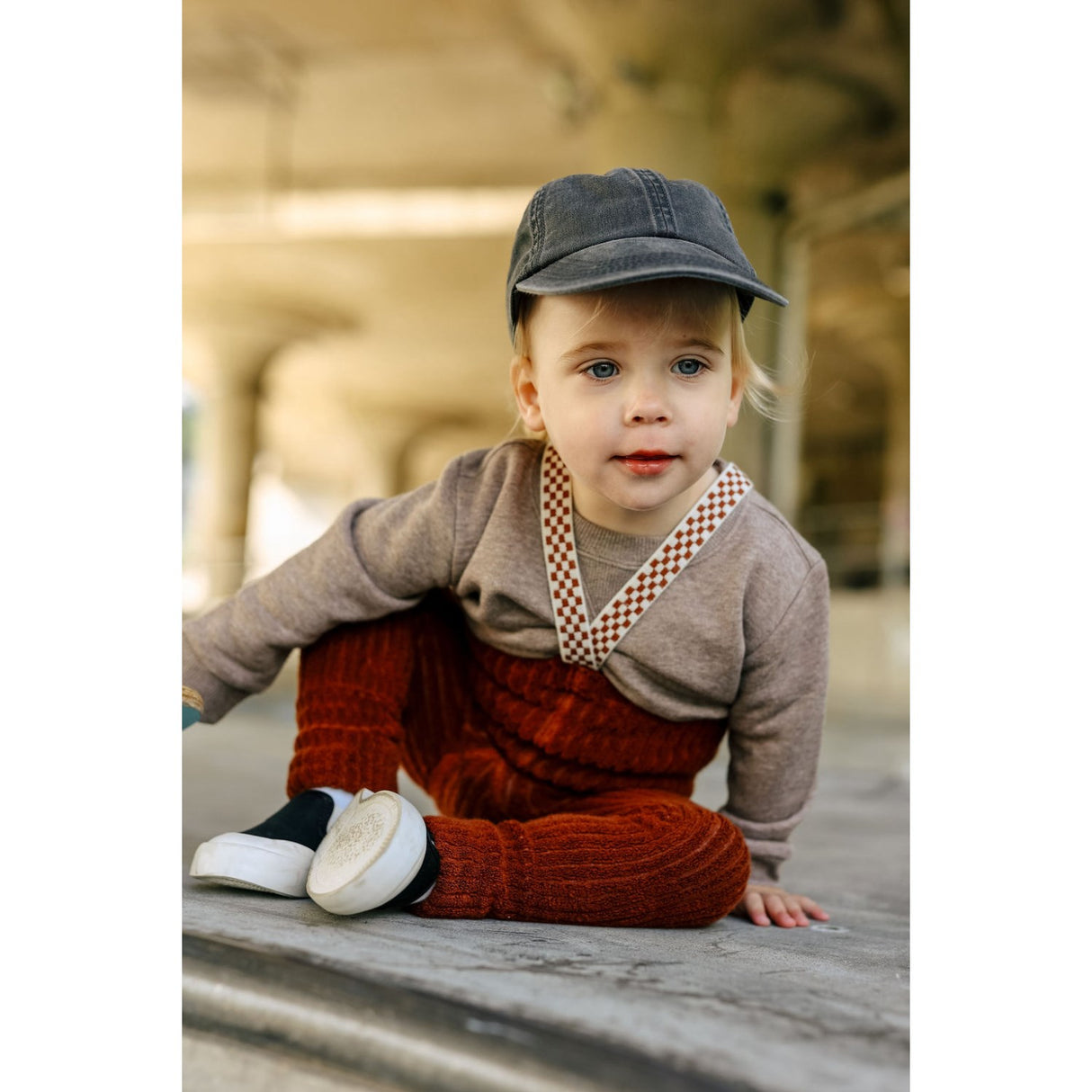 Silly Silas Cinnamon Checked Granny Teddy Footless Leggings