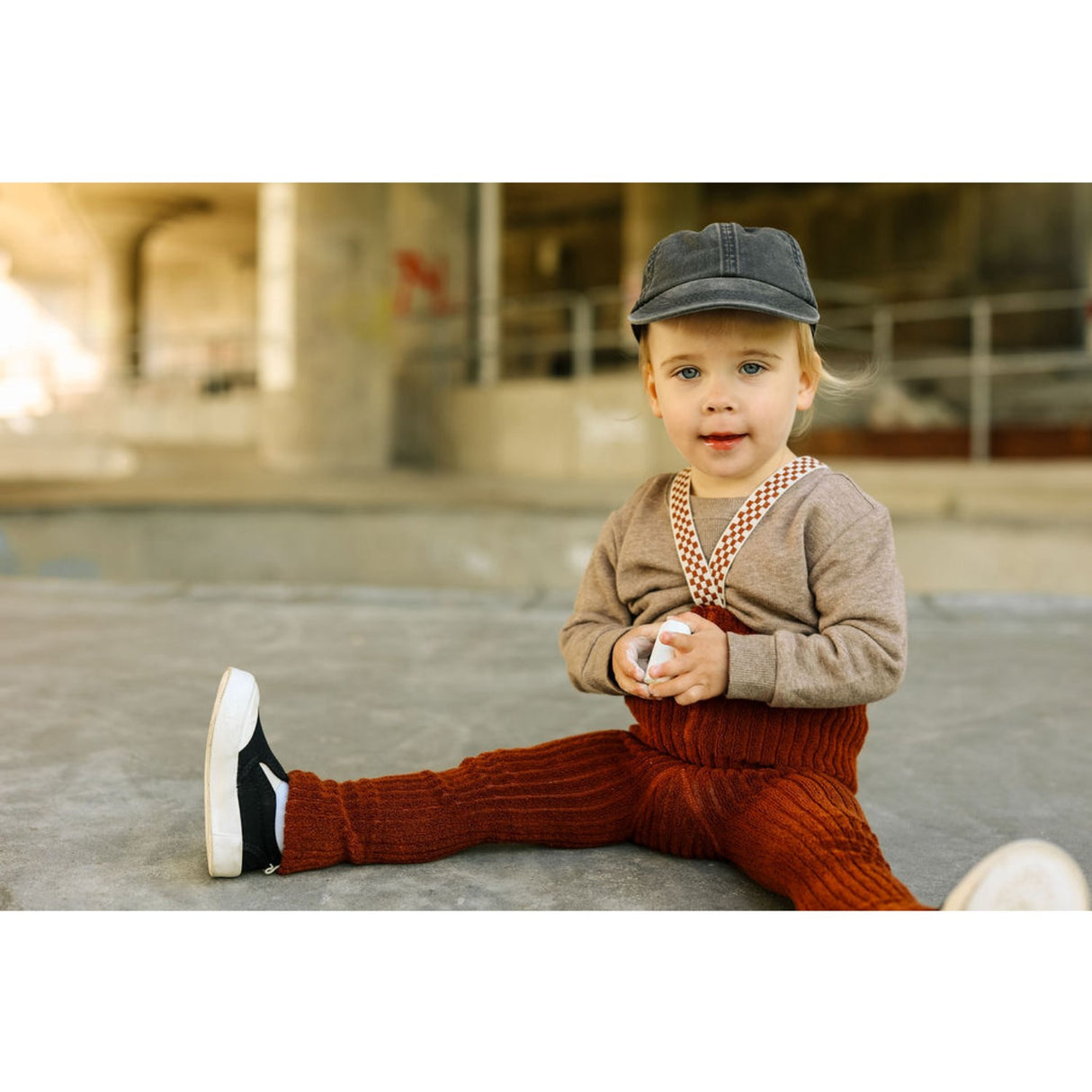 Silly Silas Cinnamon Checked Granny Teddy Footless Leggings