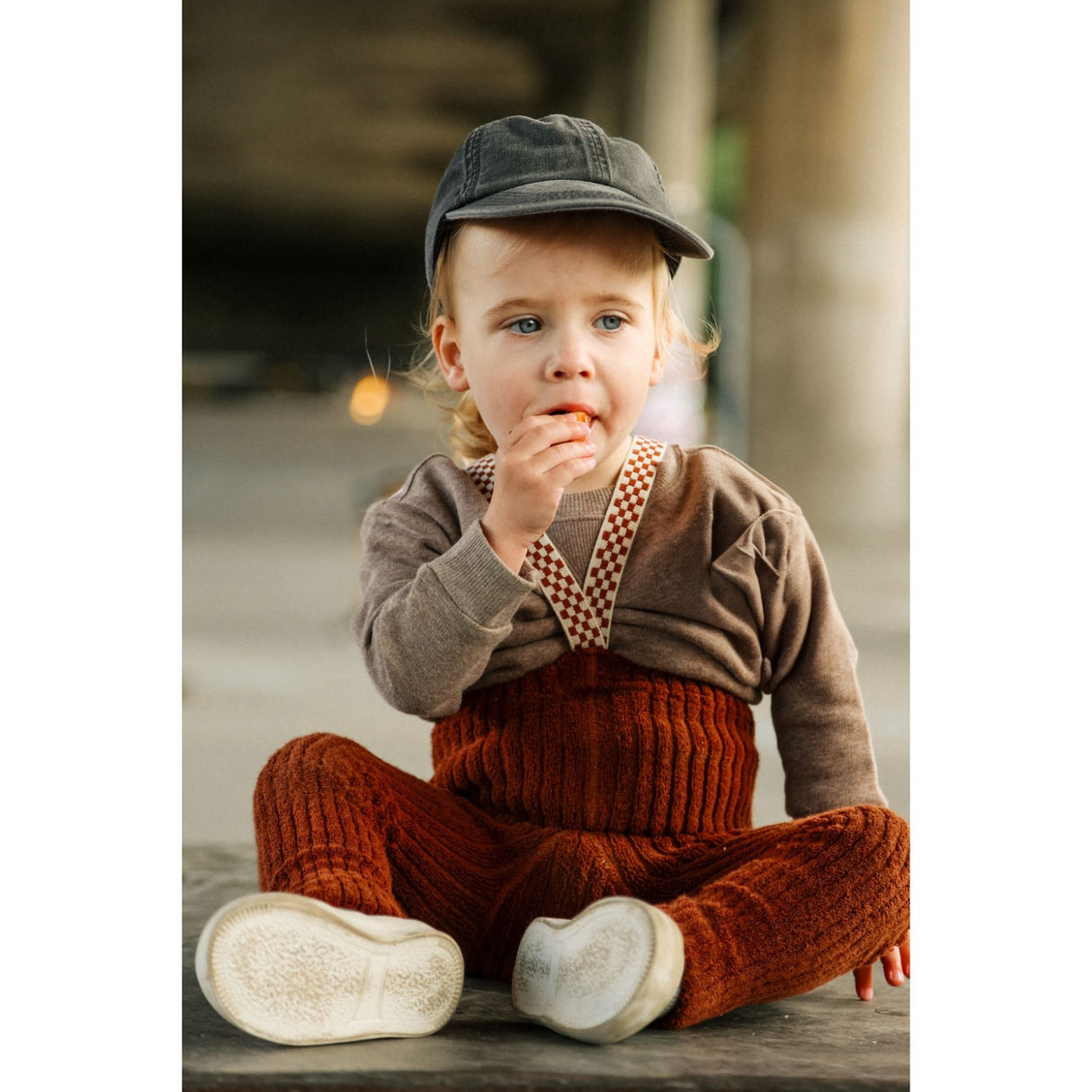 Silly Silas Cinnamon Checked Granny Teddy Footless Leggings