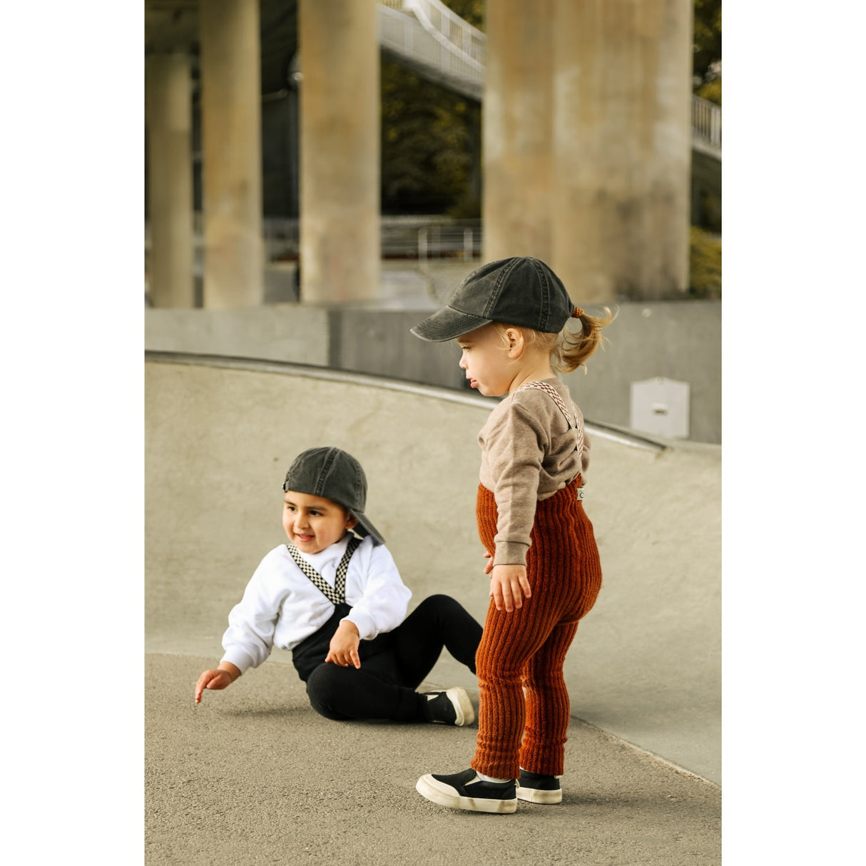 Silly Silas Cinnamon Checked Granny Teddy Footless Leggings