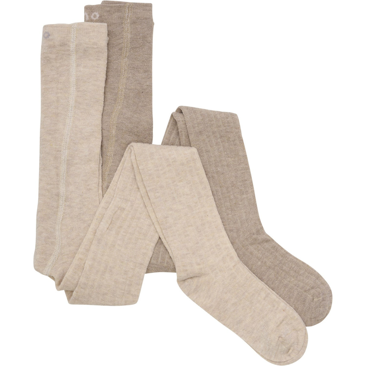 Minymo Silver Mink Melange Ull Strømpebukser Rib 2-pak