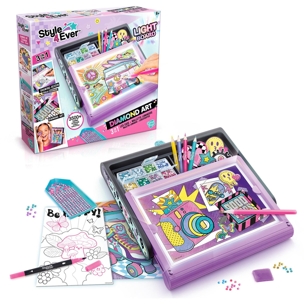 Style 4 Ever Diamond Art 3-i-1-deksel med LED-lys