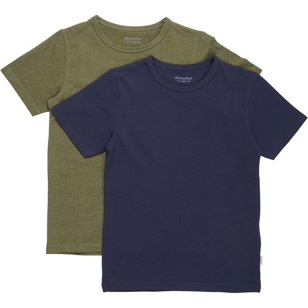Minymo Dark Olive T-shirts Basis 32 2-pakning