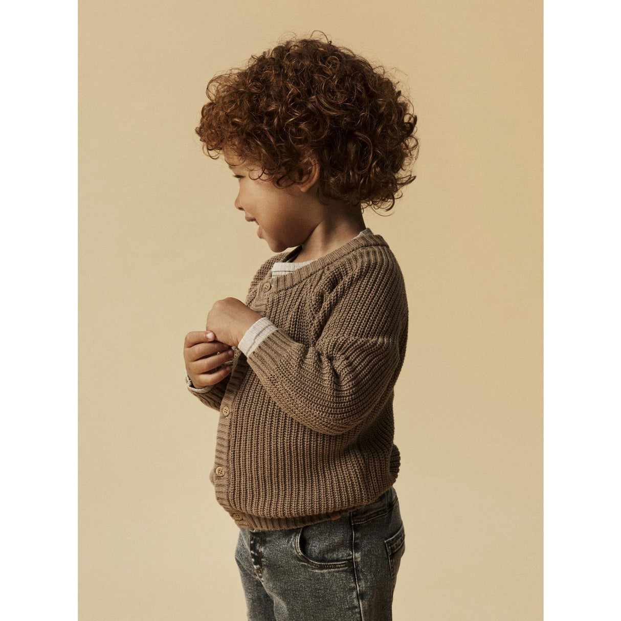 Lil'Atelier Sepia Tint Emlen Lin Strikk Cardigan Noos