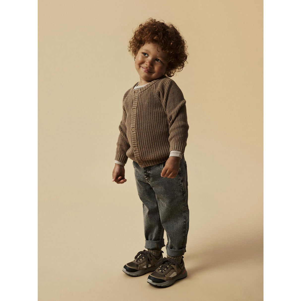 Lil'Atelier Sepia Tint Emlen Lin Strikk Cardigan Noos