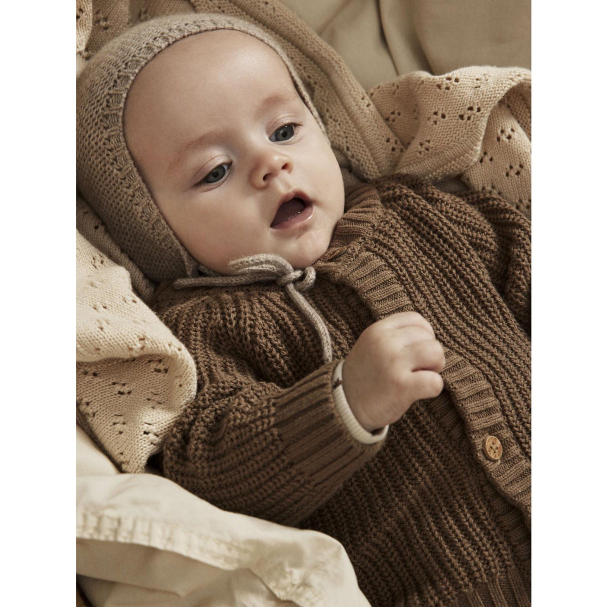 Lil'Atelier Sepia Tint Emlen Strikk Cardigan Noos