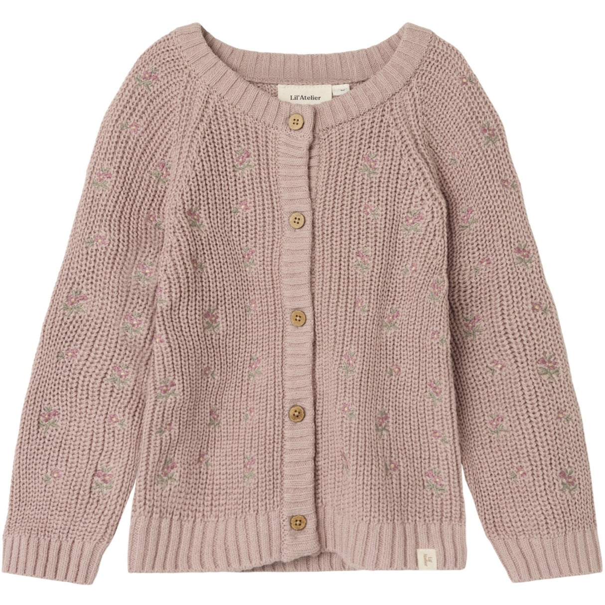 Lil'Atelier Shadow Gray Emlen Embroidery Ao Strikk Cardigan
