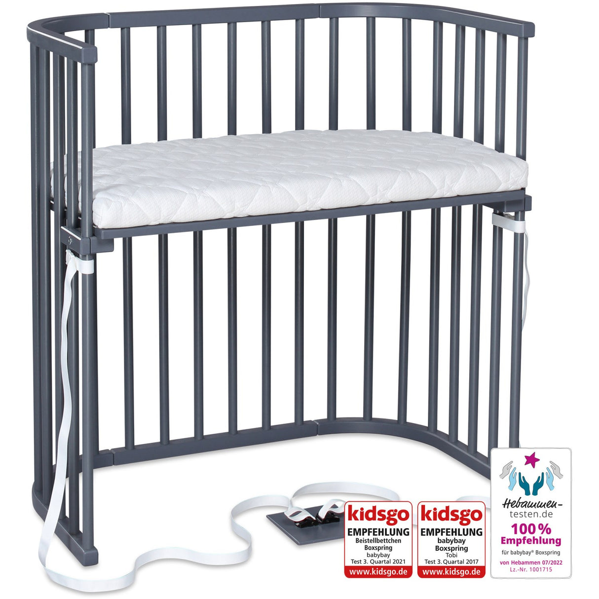 babybay® Grey Varnished Boxspring Co-Sleeper