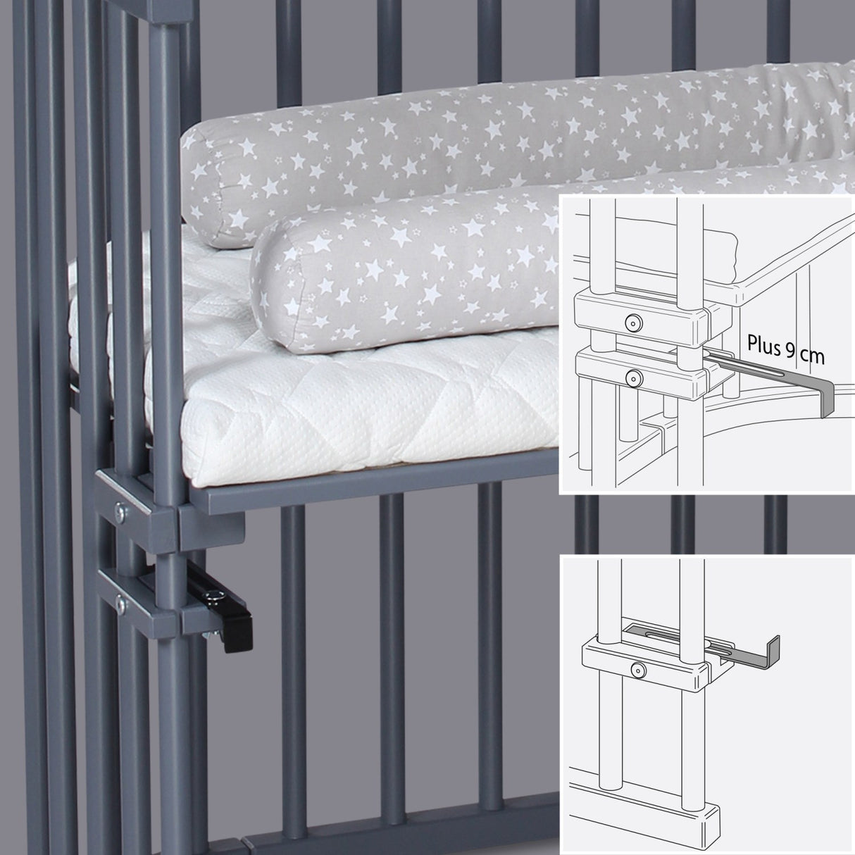 babybay® Grey Varnished Maxi Co-Sleeper
