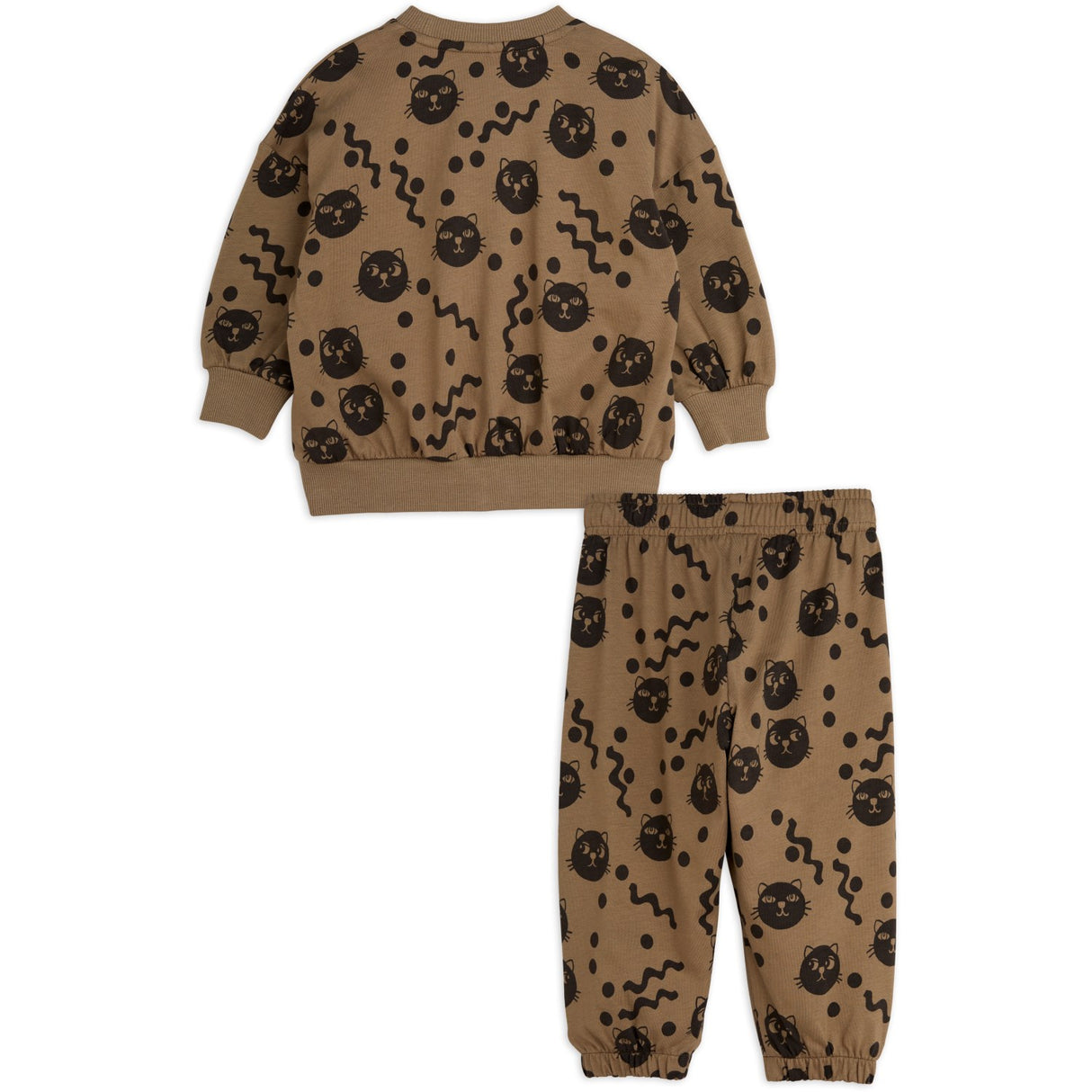 Mini Rodini Brown Squiggly Cats AOP Sweatset