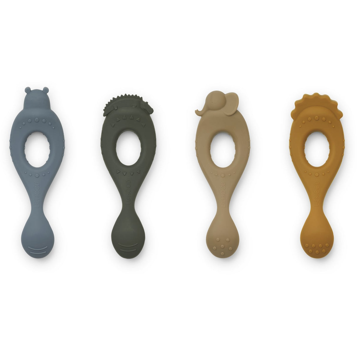 LIEWOOD Safari/Blue Multi Mix Liva Silicone Skje 4-Pack