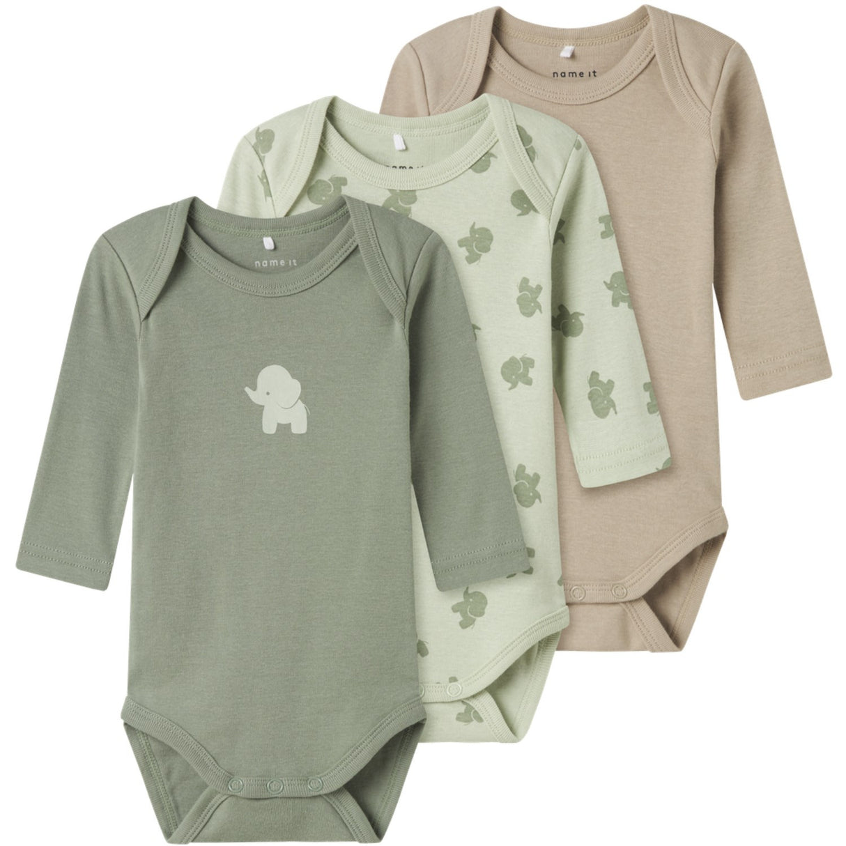 Name It Sea Foam Body 3-pakning Sea Foam Elephant Noos