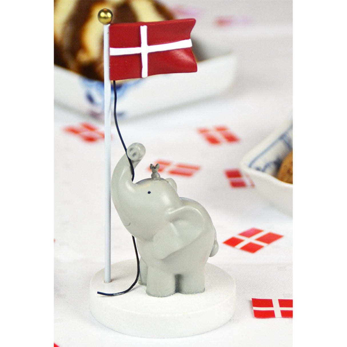 Kids by Friis Bordflagg med elefant og mus 13 cm