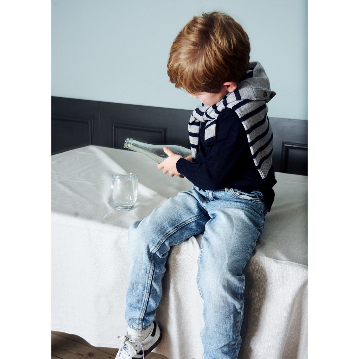 HOLMM Oxford Stripe Obay Cashmere Strikk Sweater