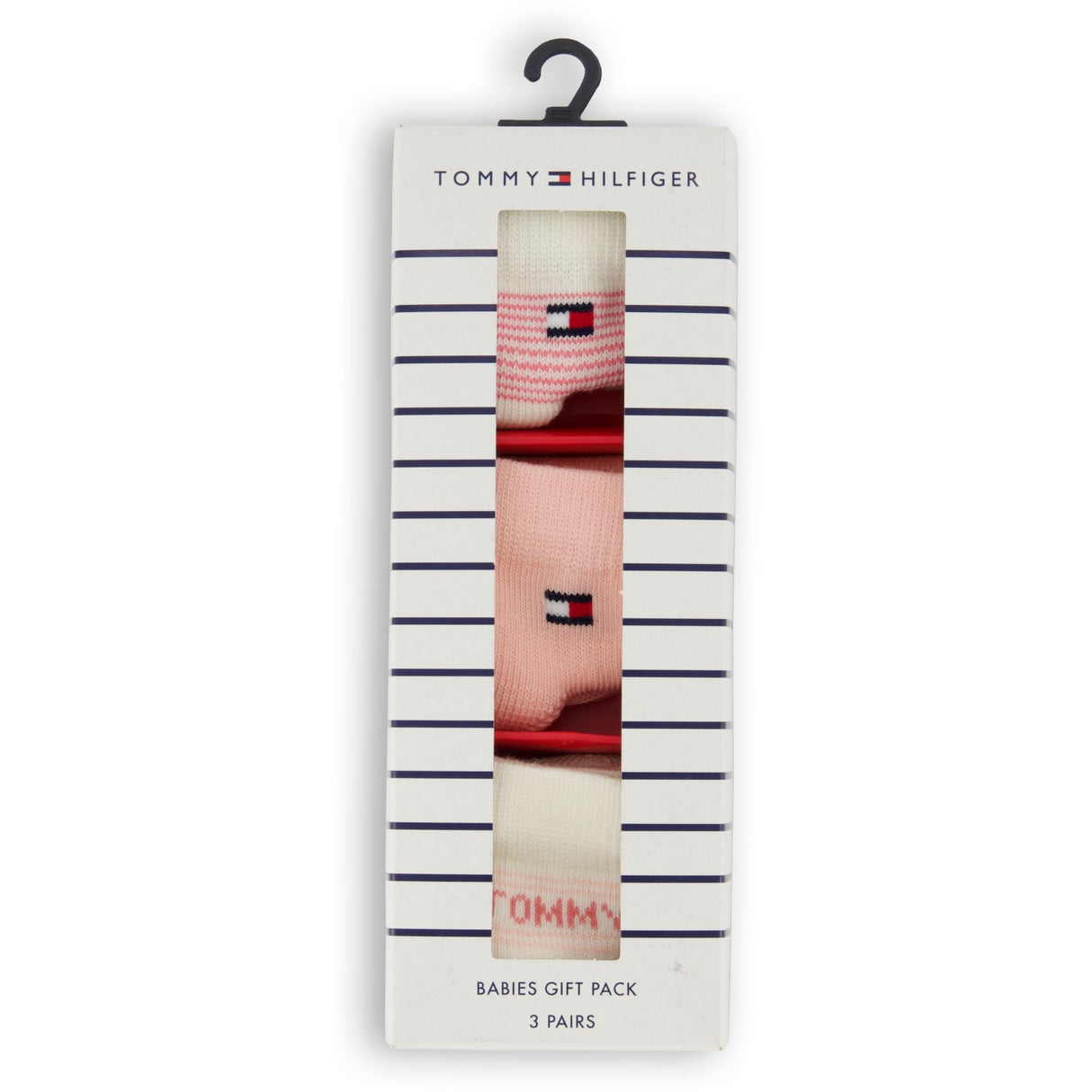 Tommy Hilfiger Pink BabySokker 3-Pakning Gaveeske Stripe