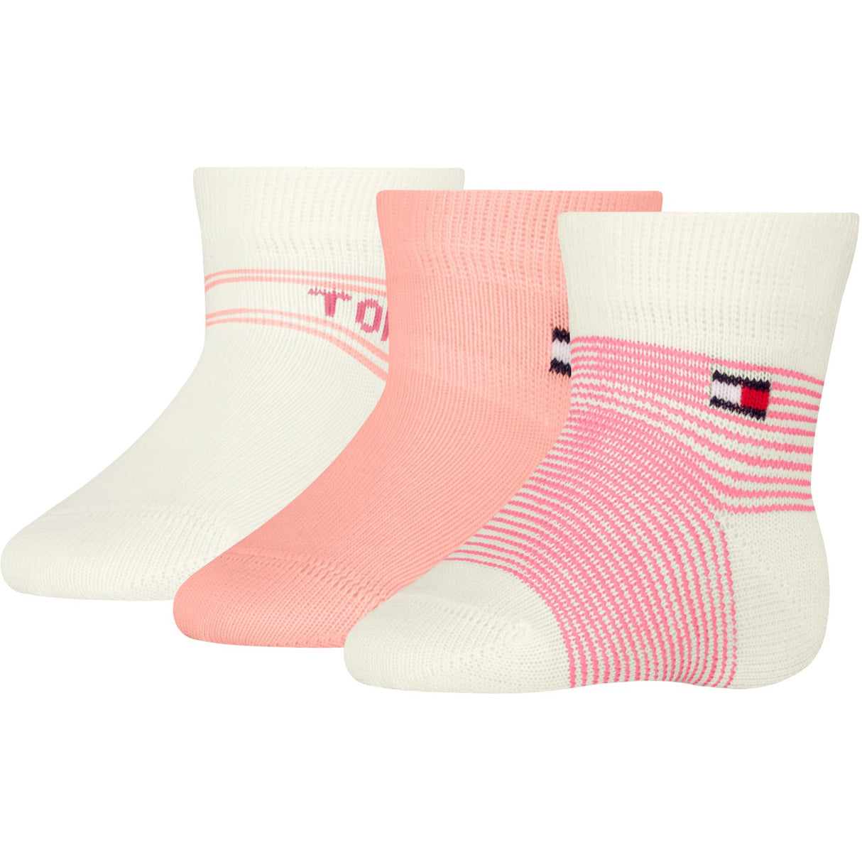 Tommy Hilfiger Pink BabySokker 3-Pakning Gaveeske Stripe