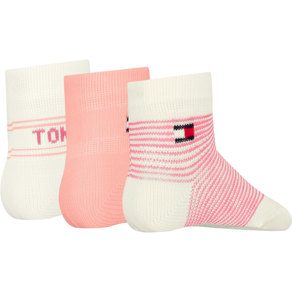 Tommy Hilfiger Pink BabySokker 3-Pakning Gaveeske Stripe