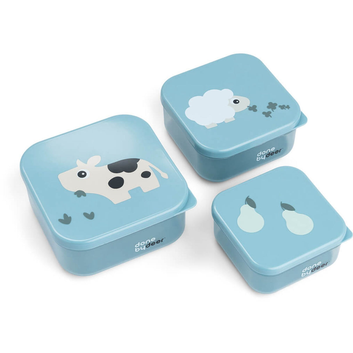 DonebyDeer Blue Snack Box Sett med 3 stk. Liten gård