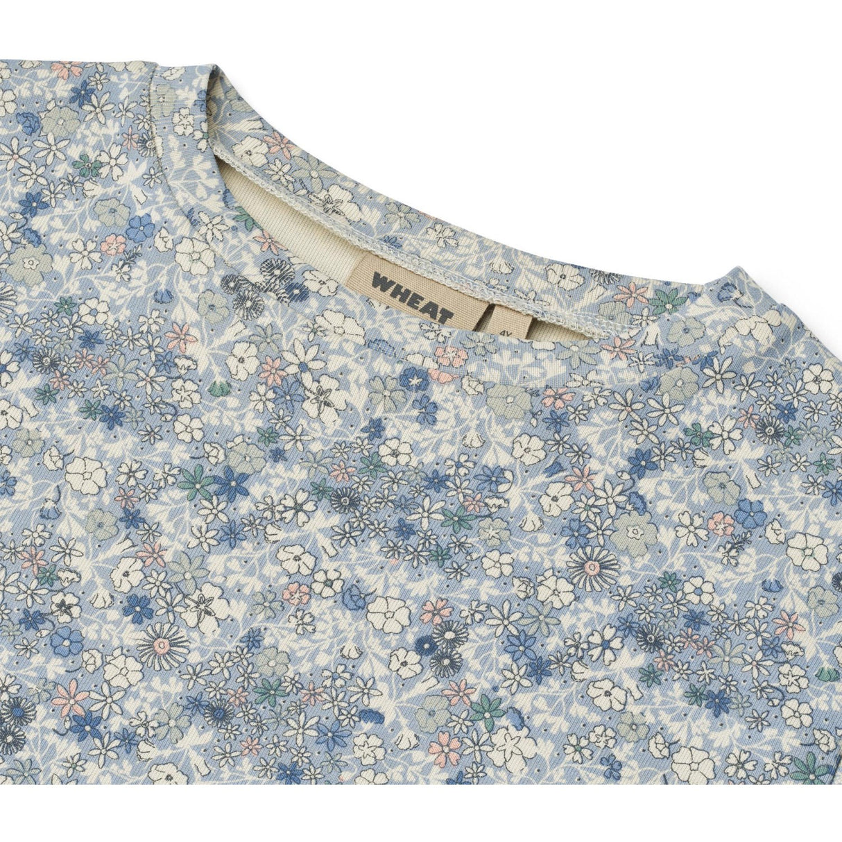 Wheat Blue Summer Flowers T-Skjorte S/S Ella