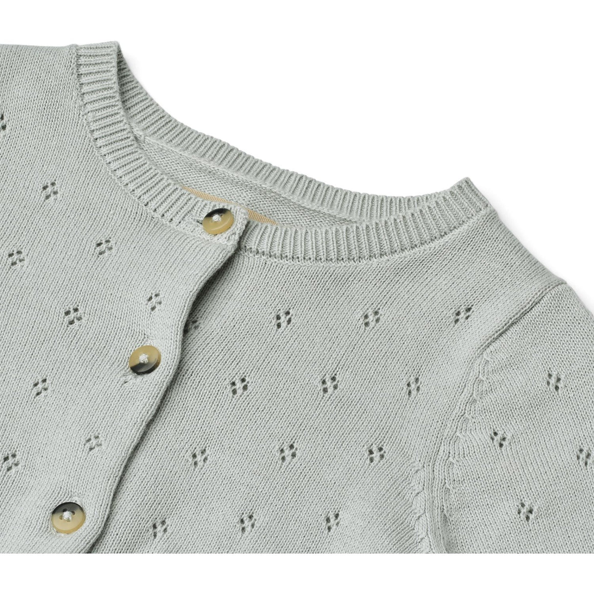 Wheat Soft Blue Strikk Cardigan Maia