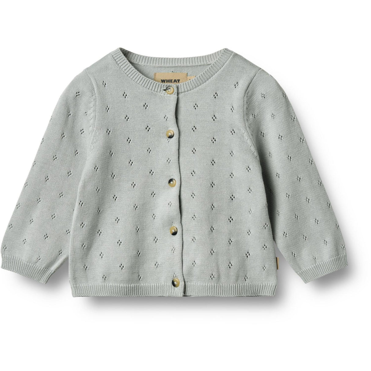 Wheat Soft Blue Strikk Cardigan Maia