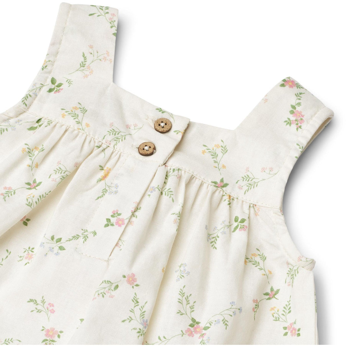 Wheat Ivory Checked Flowers Kjole Ayla