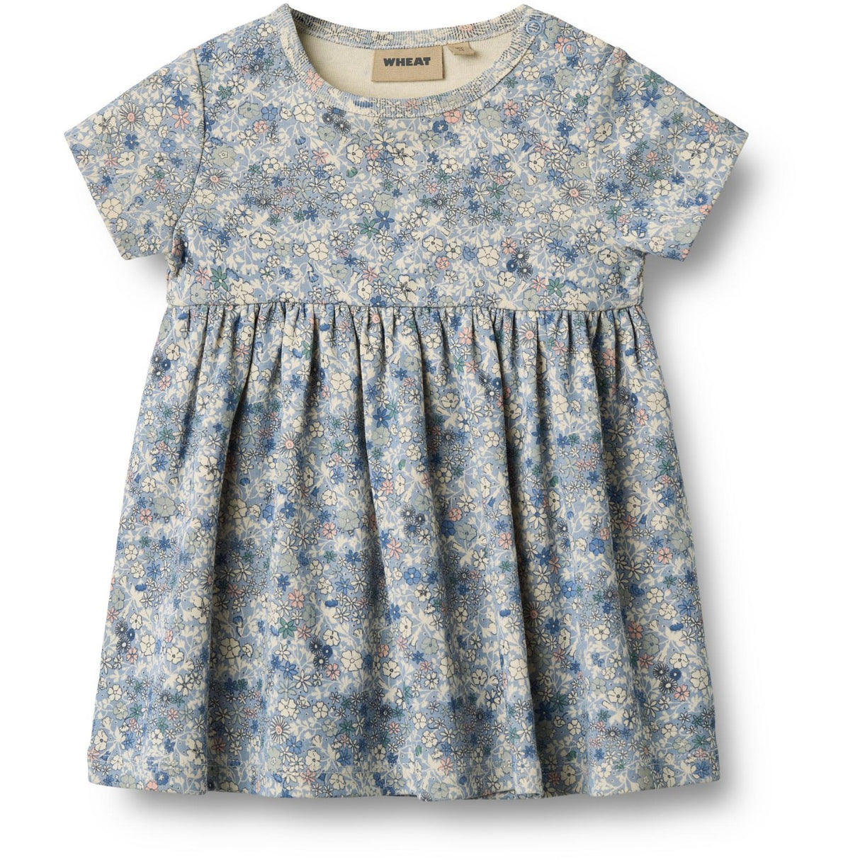 Wheat Blue Summer Flowers Jersey Kjole S/S Nova