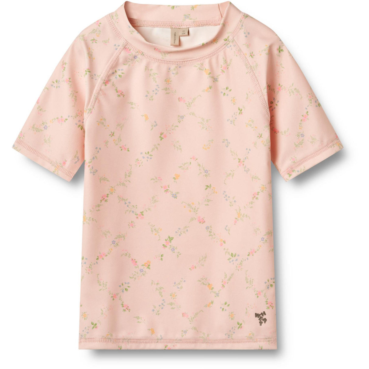 Wheat Powder Checked Flowers Swim T-Skjorte S/S Jackie