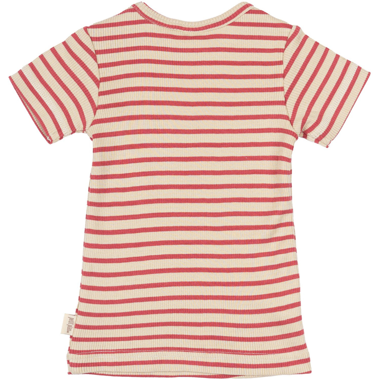 Petit Piao Light Berry/Dark Off White T-Skjorte S/S Modal Striped