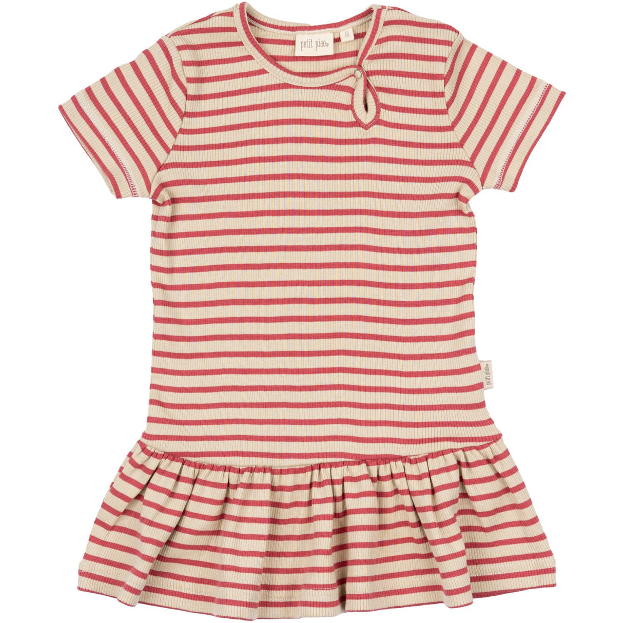 Petit Piao Light Berry/Dark Off White Kjole S/S Modal Striped