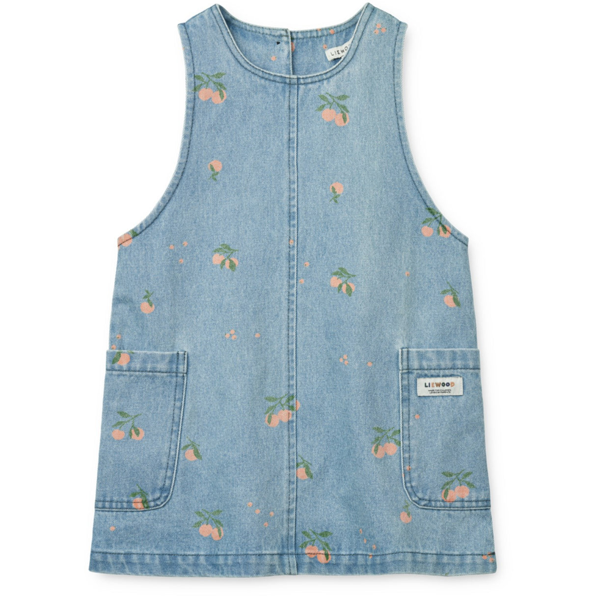 LIEWOOD Peach / Lys Blue Denim Angelica Printed Denim Kjole