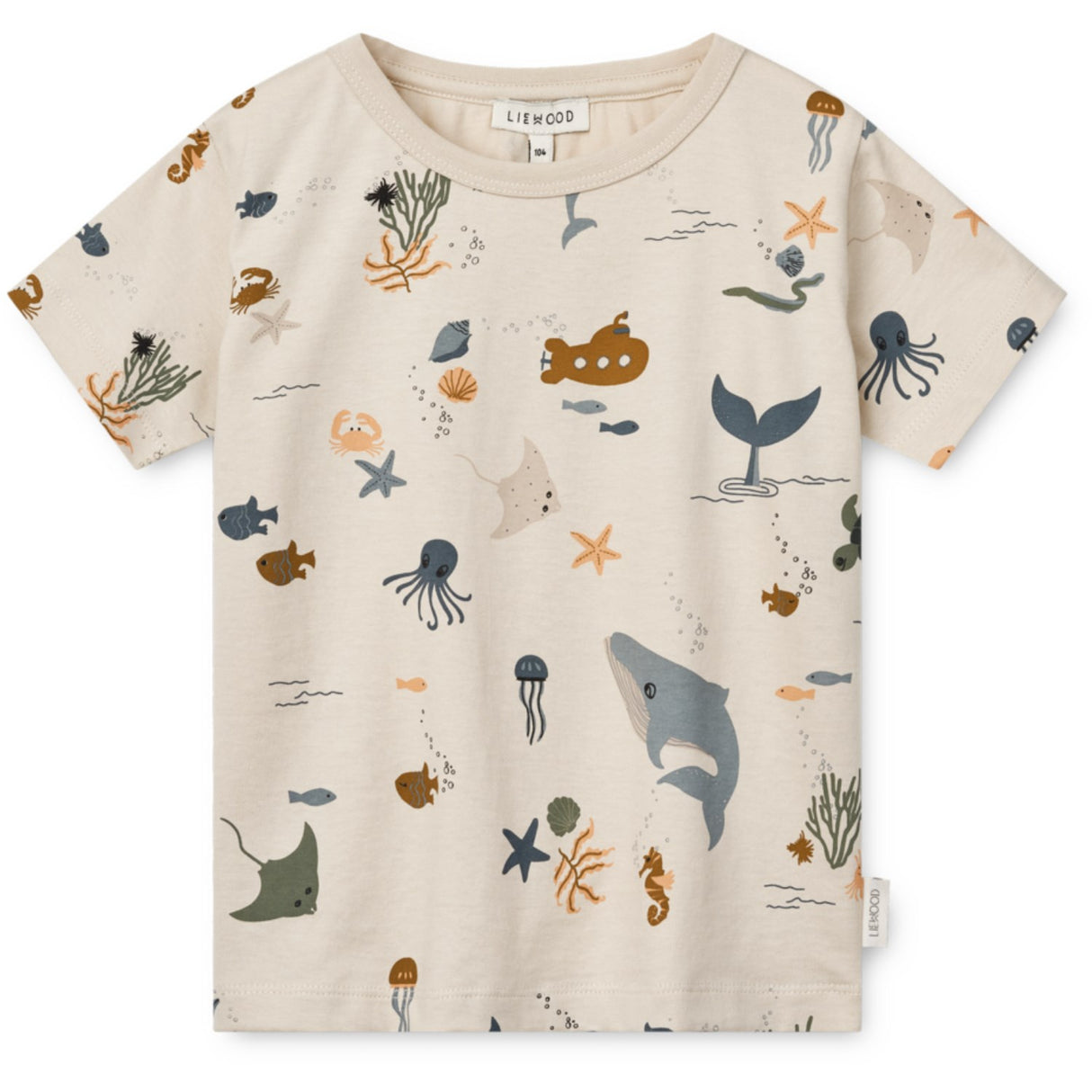 LIEWOOD Sea Creature / Sandy Apia Printed Shortsleeve T-Skjorte