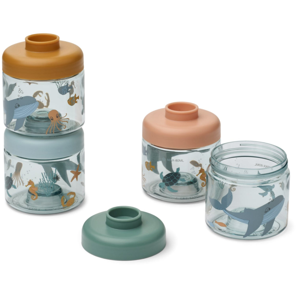 LIEWOOD Sea Creature / Sandy Dominique Baby Food Tritan Boxes 4-Pakke